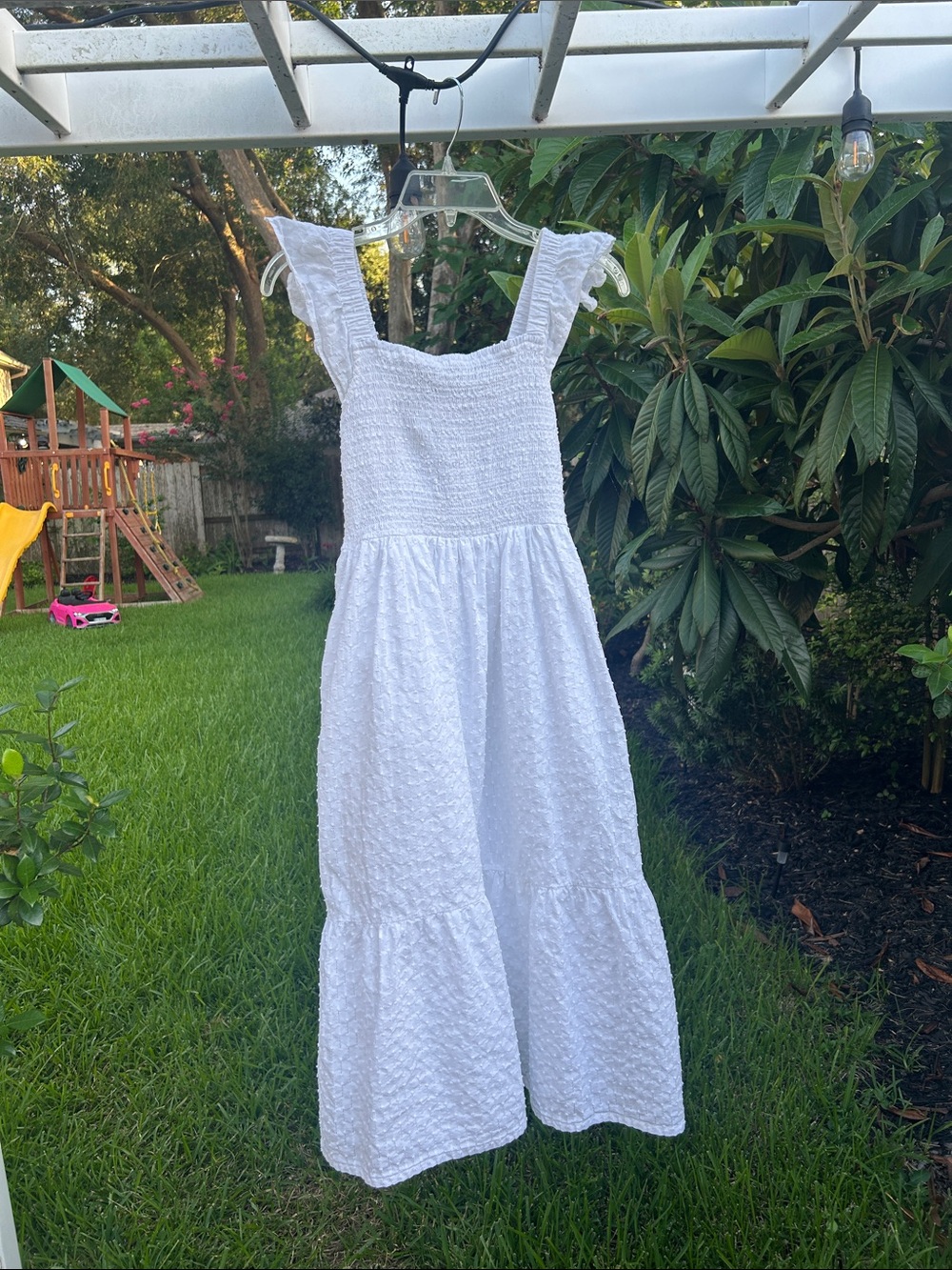 LOFT White Smocked Tiered Sundress